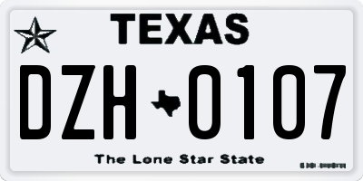 TX license plate DZH0107