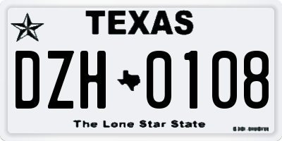 TX license plate DZH0108