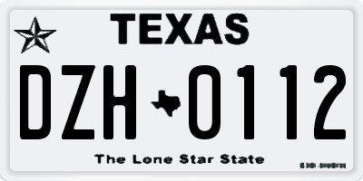 TX license plate DZH0112