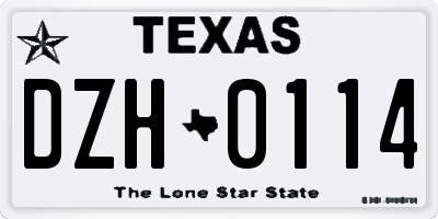 TX license plate DZH0114