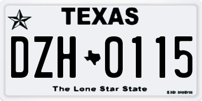 TX license plate DZH0115