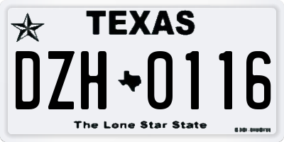 TX license plate DZH0116