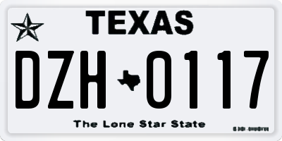 TX license plate DZH0117