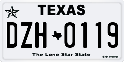 TX license plate DZH0119