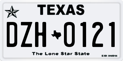 TX license plate DZH0121