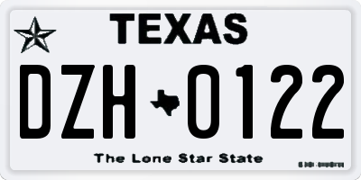 TX license plate DZH0122