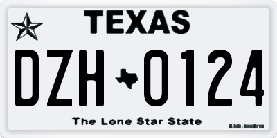 TX license plate DZH0124