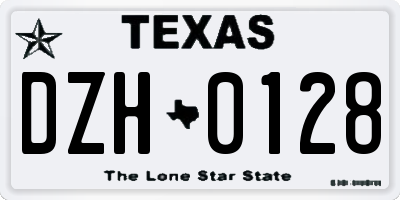 TX license plate DZH0128