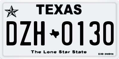 TX license plate DZH0130