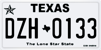 TX license plate DZH0133