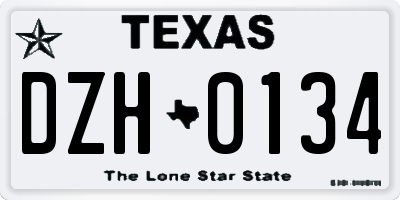 TX license plate DZH0134