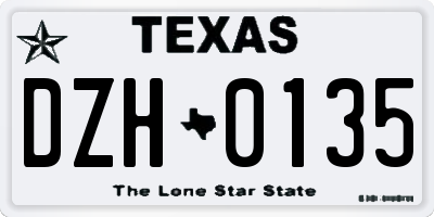 TX license plate DZH0135