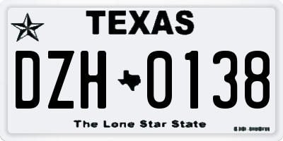 TX license plate DZH0138