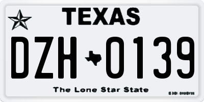 TX license plate DZH0139