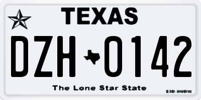 TX license plate DZH0142