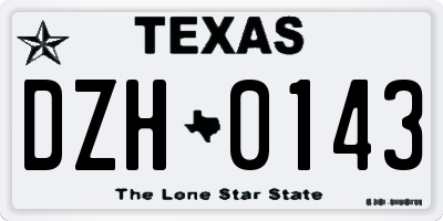 TX license plate DZH0143