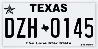 TX license plate DZH0145