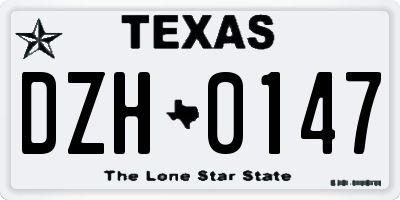 TX license plate DZH0147