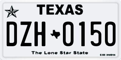 TX license plate DZH0150