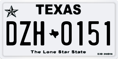 TX license plate DZH0151