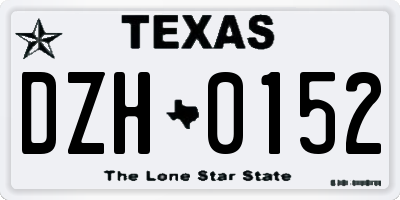 TX license plate DZH0152