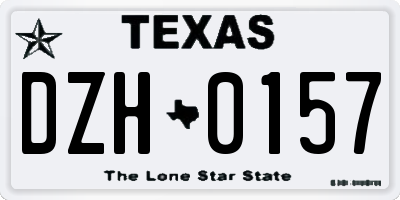 TX license plate DZH0157