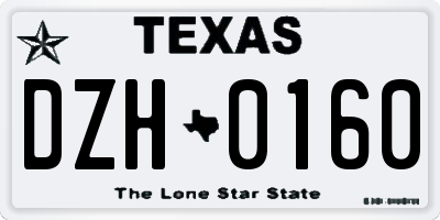 TX license plate DZH0160