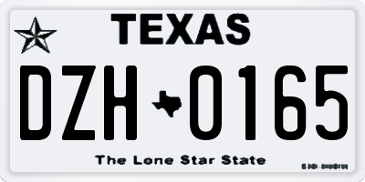 TX license plate DZH0165