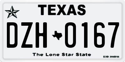 TX license plate DZH0167