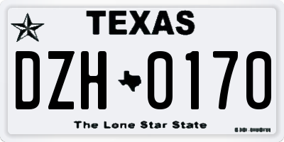TX license plate DZH0170