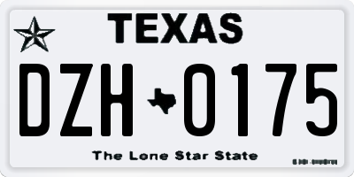 TX license plate DZH0175