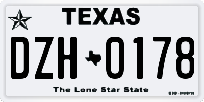 TX license plate DZH0178