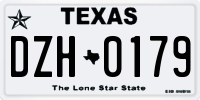 TX license plate DZH0179