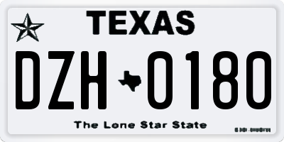 TX license plate DZH0180