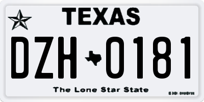 TX license plate DZH0181