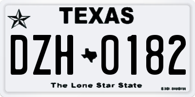 TX license plate DZH0182