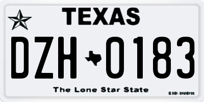 TX license plate DZH0183
