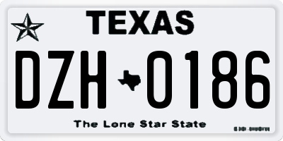 TX license plate DZH0186