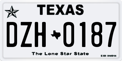 TX license plate DZH0187