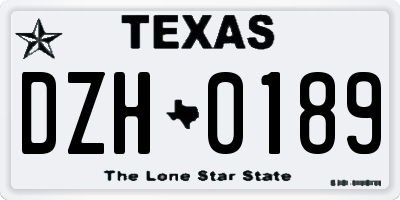 TX license plate DZH0189