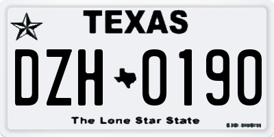 TX license plate DZH0190