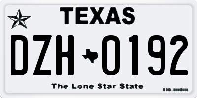 TX license plate DZH0192