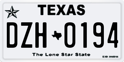 TX license plate DZH0194
