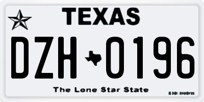 TX license plate DZH0196