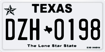 TX license plate DZH0198