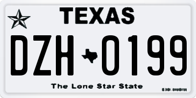 TX license plate DZH0199