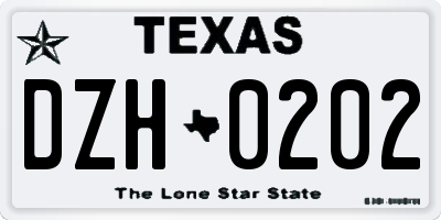 TX license plate DZH0202