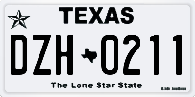 TX license plate DZH0211
