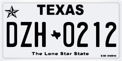 TX license plate DZH0212