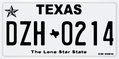 TX license plate DZH0214